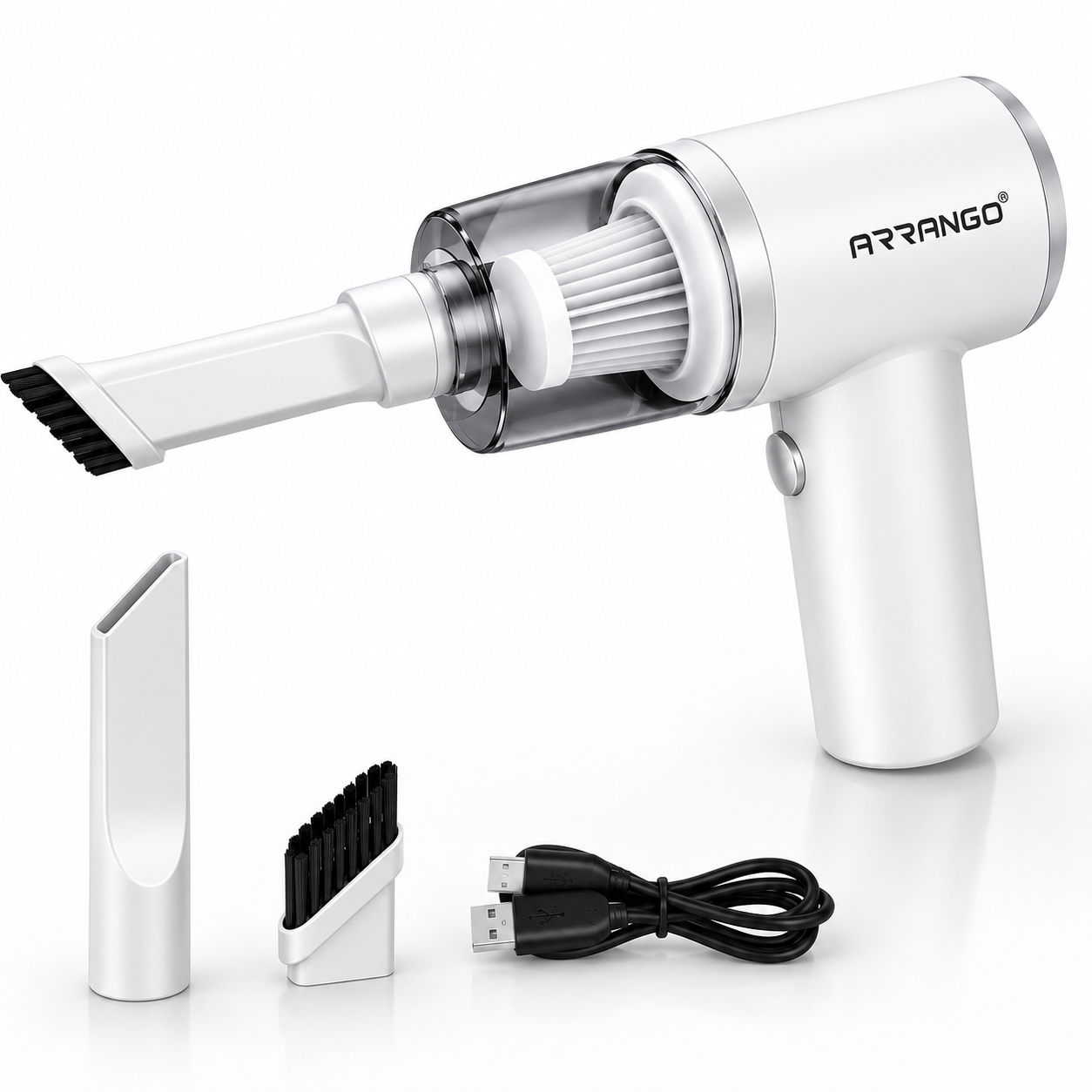 Aspirapolvere Portatile Ricaricabile USB Senza Fili | Mini Aspiratore per Auto, Casa e Ufficio | Beccuccio per Fessure, Spazzola, Filtro Lavabile | Compatto e Leggero