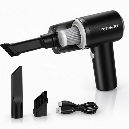 Aspirapolvere Portatile Ricaricabile USB Senza Fili | Mini Aspiratore per Auto, Casa e Ufficio | Beccuccio per Fessure, Spazzola, Filtro Lavabile | Compatto e Leggero